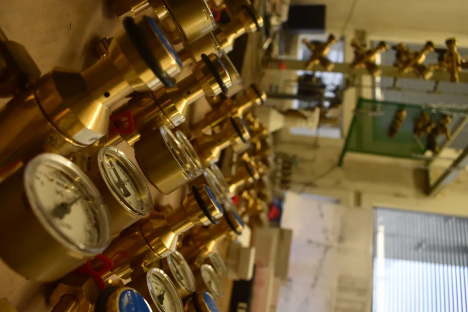 Brass pressure regulator from our own production, close-up
